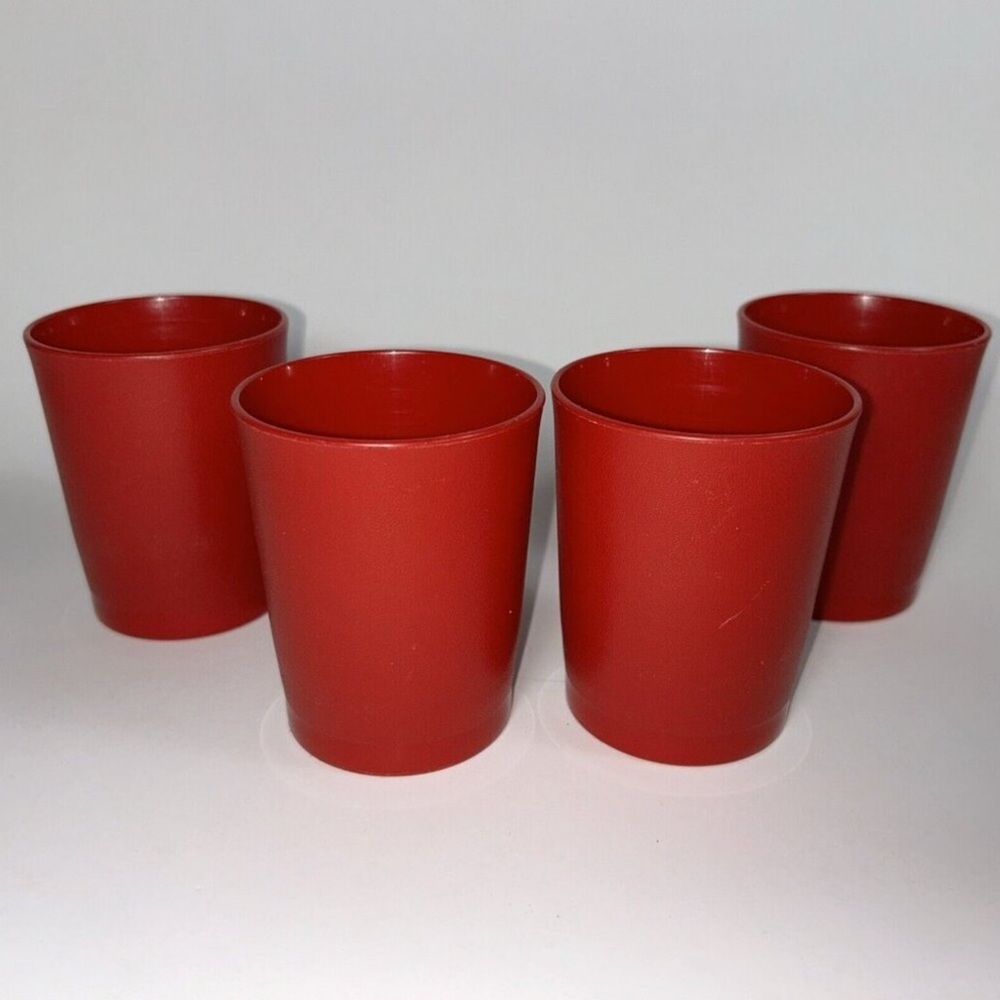 4 Red Tupperware Juice Cups